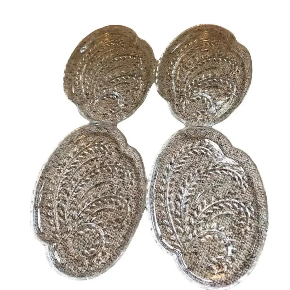 4 Pieces Set of Cut  Crystal Glass Plates